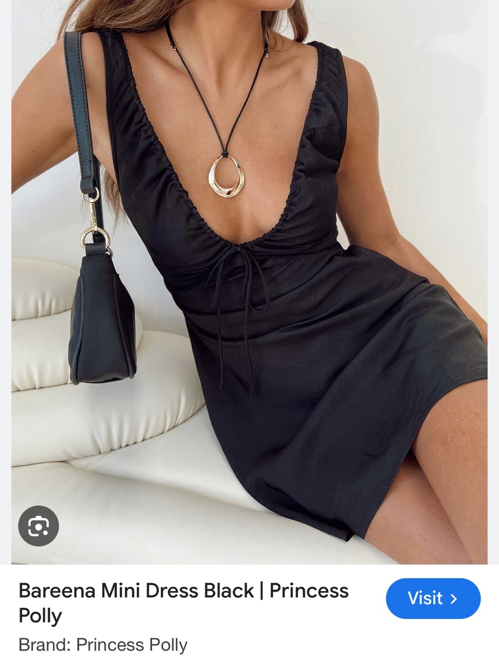 Bareena Black Deep V Mini Dress